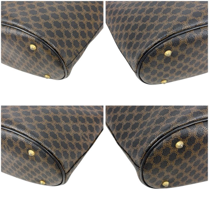 Celine Bucket Shape Tote Bag Shoulder Bag Black Macadam Pattern Pvcleather