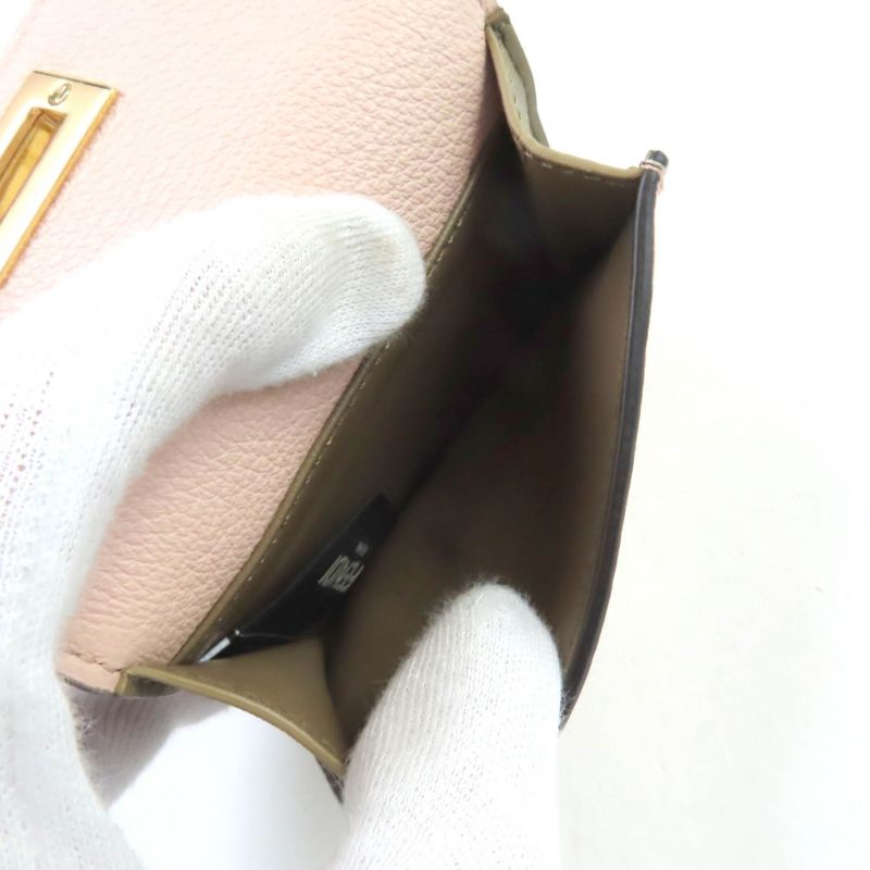 Fendi 8m0426 Selleria Pekaboo Leather Compact Wallet Trifold Wallet Pink