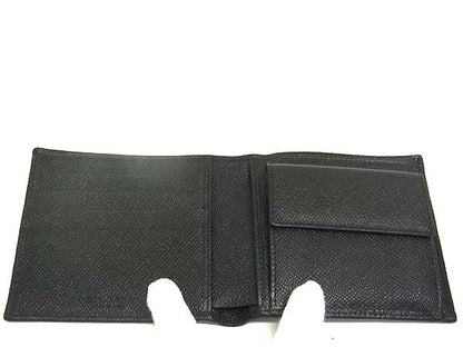 Bvlgari Leather Bifold Wallet Coin Purse Billfold Card Holder Men's Black