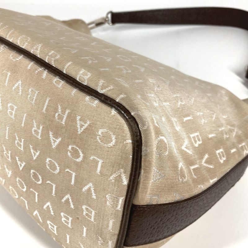 Bvlgari Shoulder Bag Logomania Bvlgari Leather / Canvas Beige