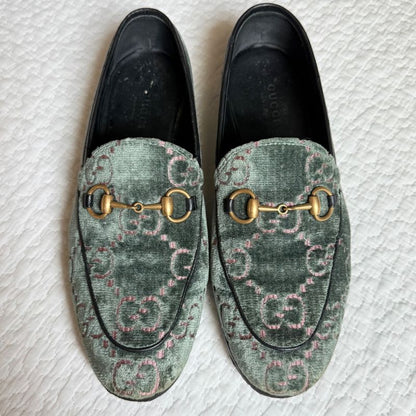Gucci Jordane GG Pattern Horsebit Loafers Velvet Velour 35 1 2 22.5cm (8.86in)