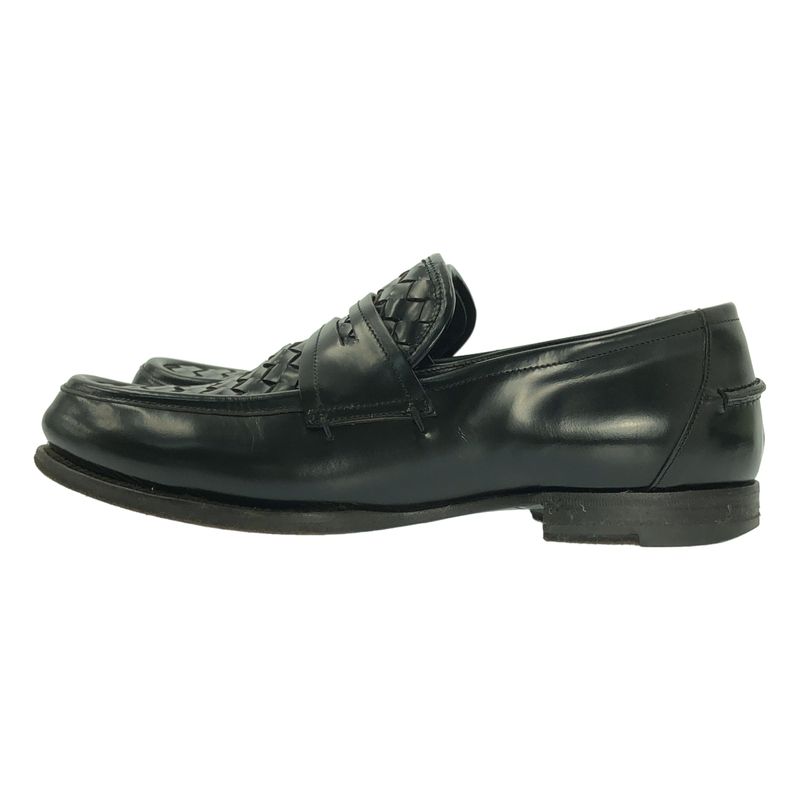 Bottega Veneta Leather Intrecciato Coin Loafer - 40 - Black - Men's
