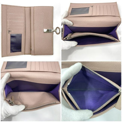 Bulgari Bifold Long Wallet Pink Beige Bvlgari Clip Leather