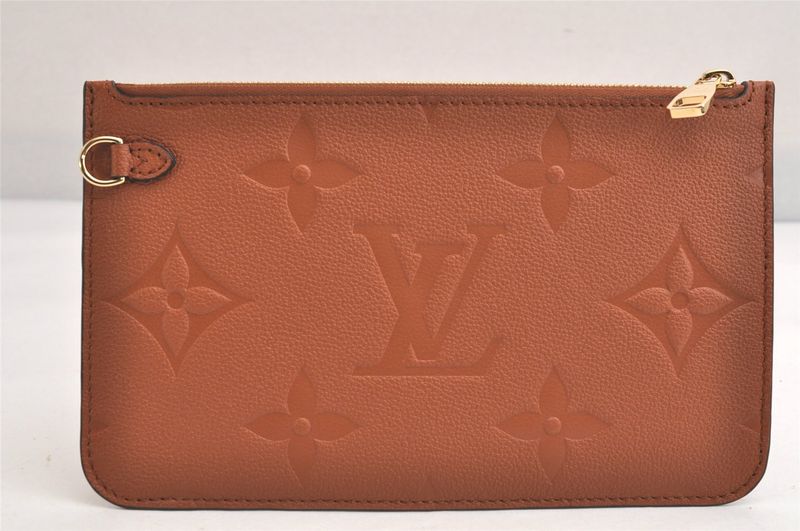 Louis Vuitton Monogram Empreinte Neverfull Pouch Wallet Brown LV 3394n