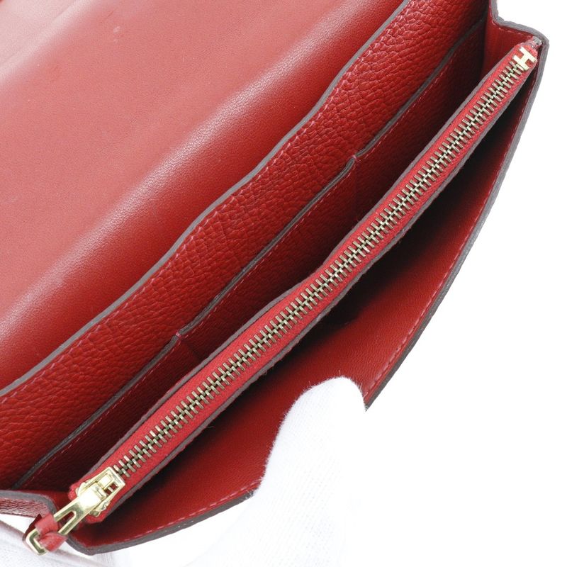 Hermes Dogon Togo Red/gold Hardware □P Ladies Long Wallet
