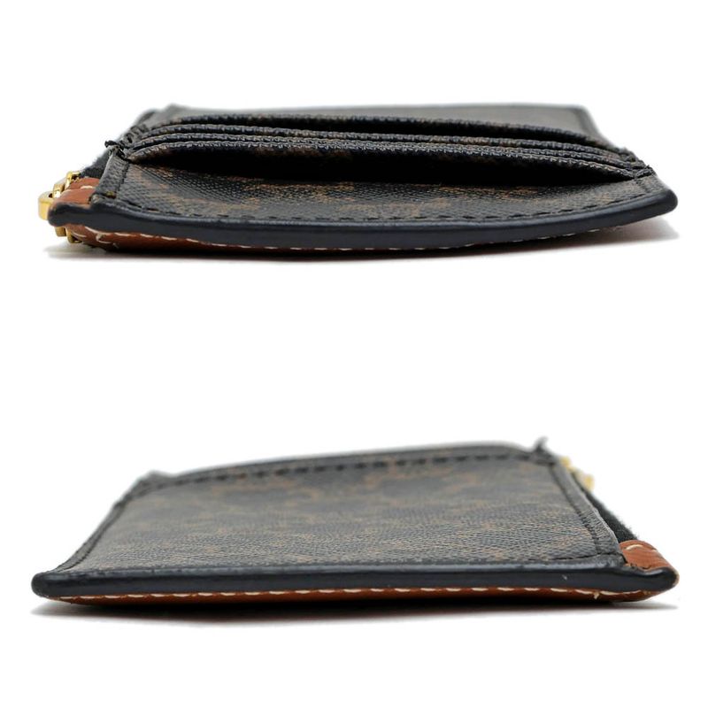 Celine Triomphe Coin Case With Card Holder Tan Gold Hardware Leather