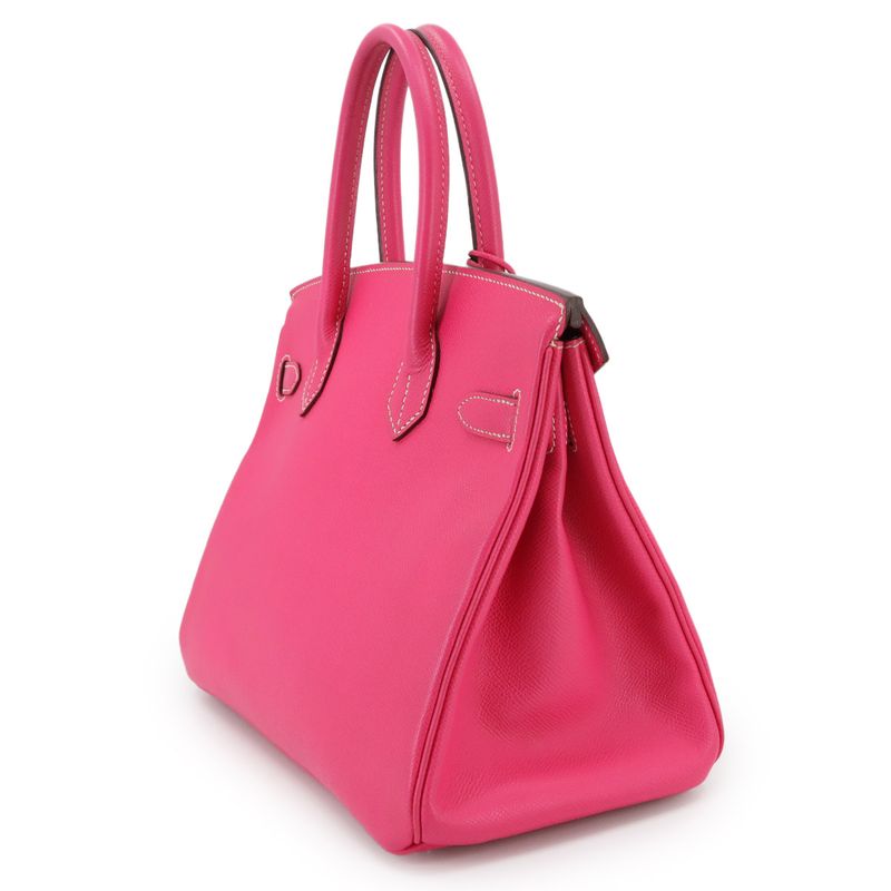 Hermes Candy Birkin 30 Epson Rose Tillian Ruby Hand Bag Stamped ?O Silver