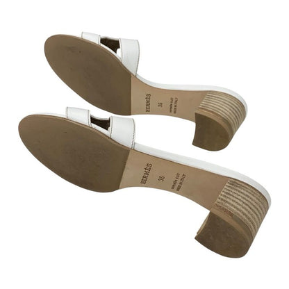 Hermes Oasis Sandals Shoes Leather White Mules