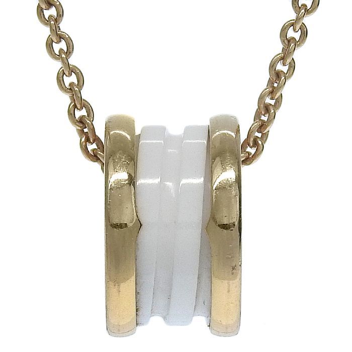 Bvlgari Bulgari B-zero1 White Ceramic Necklace 18K Pink Gold Ceramic 750 Pink