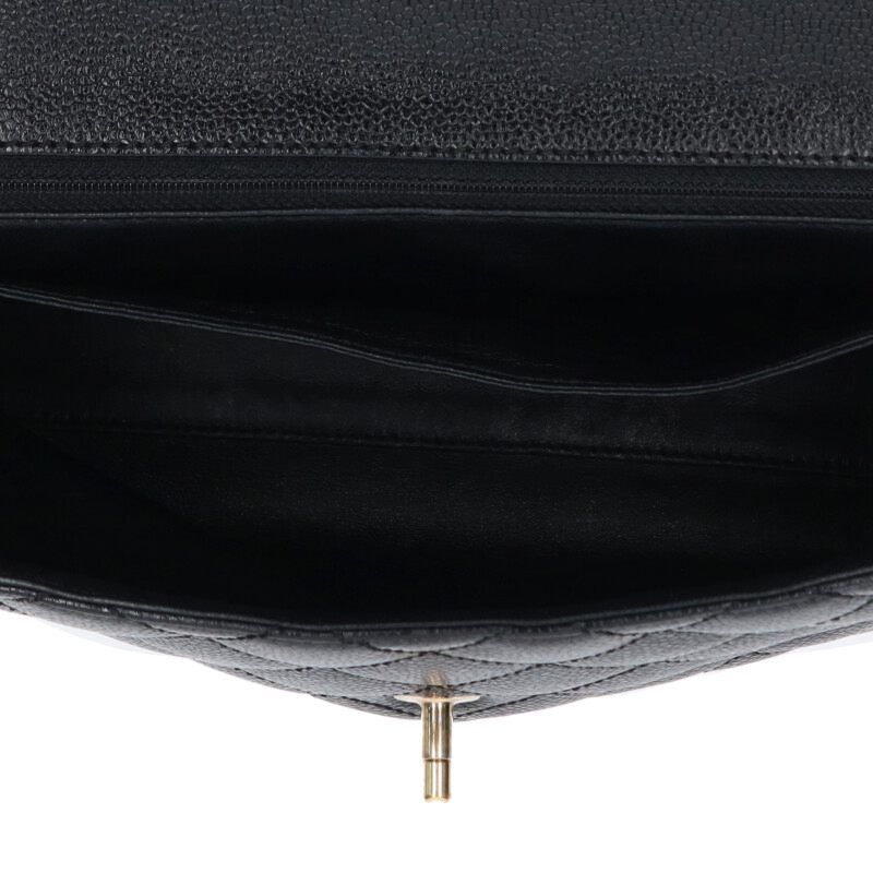 Chanel A12397 Caviar Skin Coco Mark Turnlock Handbag Women