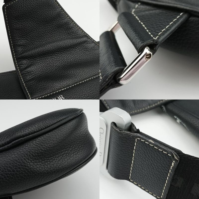 Christian Diorchristian Dior Saddle Bag Black Leather 06-bo-0199