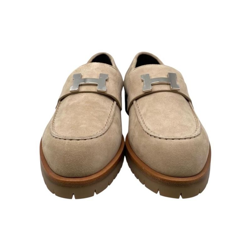 Hermes Loafer Moccasin Foble H222054z D1360 36 Size Chevre Velours Beige Camel