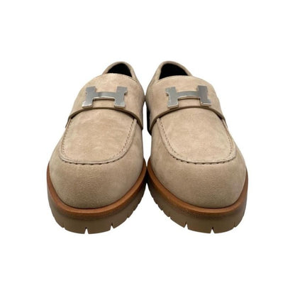 Hermes Loafer Moccasin Foble H222054z D1360 36 Size Chevre Velours Beige Camel