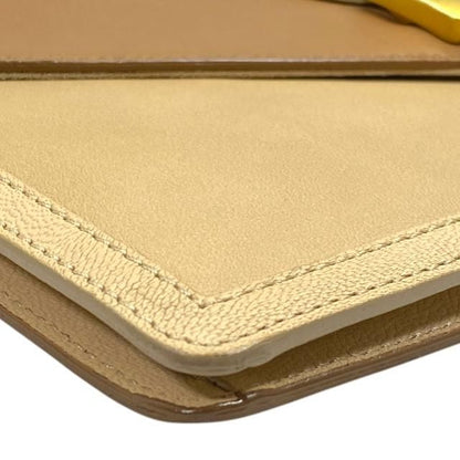 Fendi Chameleon 8m0284 Clutch Bag Clutch Pochette Leather Light Brown Beige