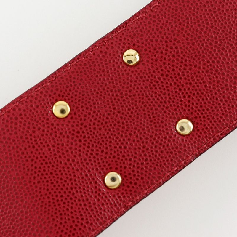 Celine Mantel Chain Leather Red/gold Ladies Belt