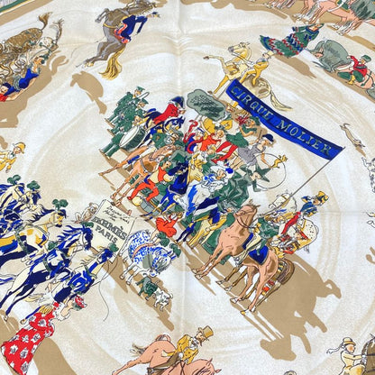 Hermes Carre 90 Cirque Molier Molie Circus Scarf Silk Navy