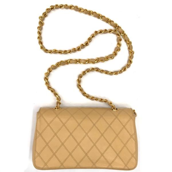 Chanel Big CC Logo Bicolor Quilted Chain Shoulder Bag Beige