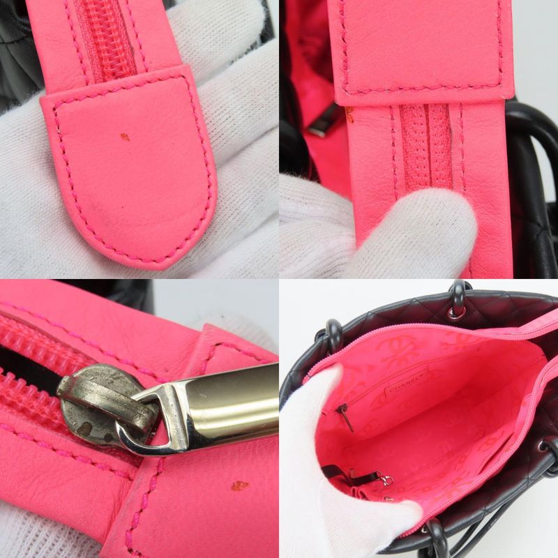 Chanel Tote Bag A25167 Cambon Line Medium Leather Black Silver Hardware 8 Unit