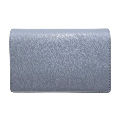 Gucci Shoulder Bag Chain Wallet 497985 Leather Double G Light Blue Beige Gold