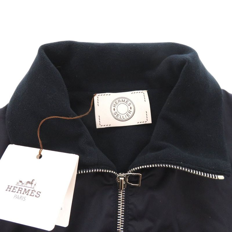 Hermes Warm Up Fleece Jacket 800165e Nylon Jacket Navy 0935 Hermes