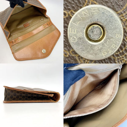 Celine Macadam Pattern PVC Vintage Brown Clutch Bag