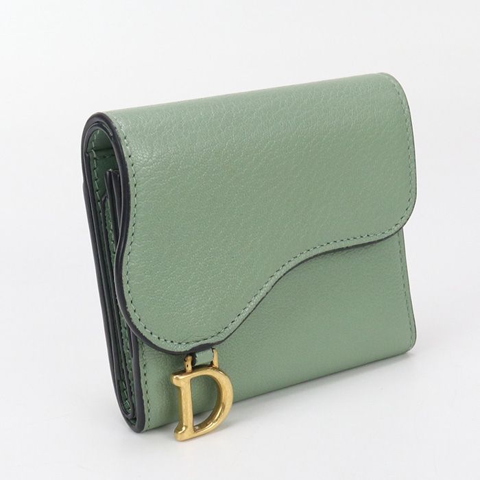 DIOR Lotus Wallet Saddle S5652 CCEH Tri-fold Wallet Leather Women's