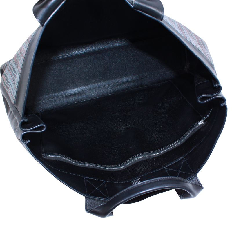 Hermes Fourre Tout MM Leather And Chevre Black Handbag Silver