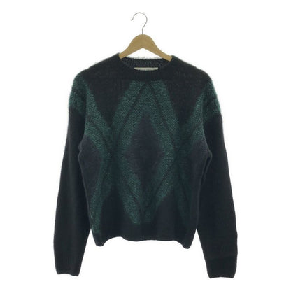 Christian DIOR - Cashmere Silk Mohair Argyle Pattern Crewneck Knit - 34 - Black