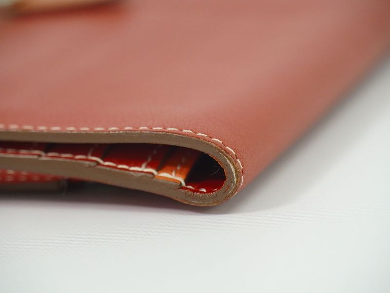 Authentic Hermes Dogon Vorsoft Leather Long Wallet Long Wallet □O 2011 Coral