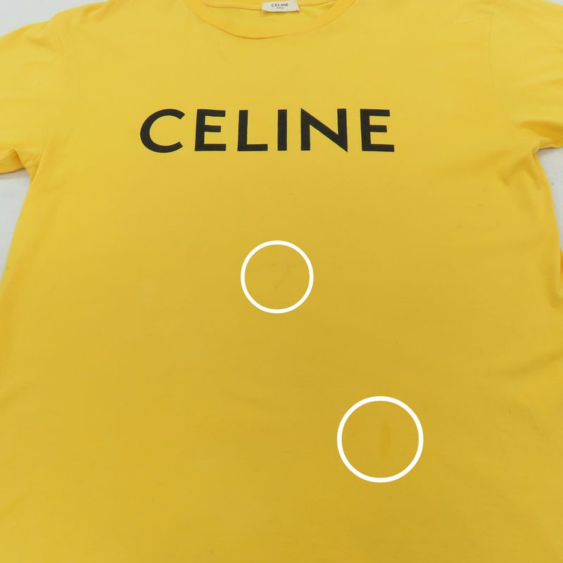 Celine Logo Print Loose Fit T-shirt Short Sleeve Yellow Women's S