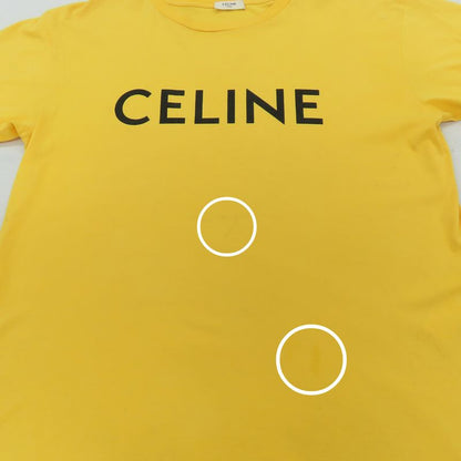 Celine Logo Print Loose Fit T-shirt Short Sleeve Yellow Women's S