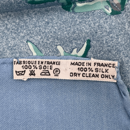 Hermes Carre 90 Neige D'antan Last Year's Snow 100% Silk Scarf Blue