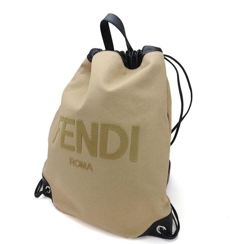 Fendi Backpack Sac Backpack 7vz057 Canvas Leather Beige Black Going Out Ladies
