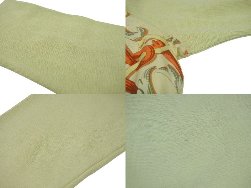 Hermes Twillaine Long Sleeve Polo Shirt Carre Silk Cotton Lime Green Vintage L — view 7