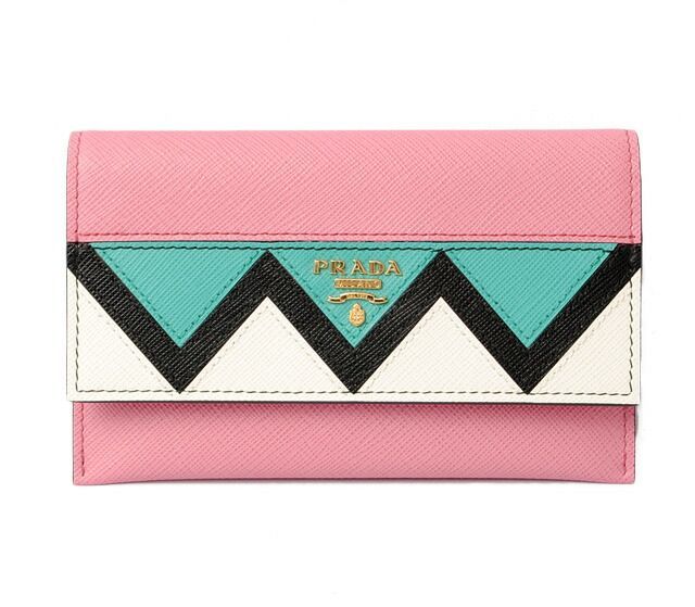 Prada Card Case Fold Wallet Prada 1mc004 Saffiano Greche Shape Pressed Leather