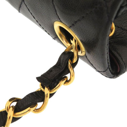 Chanel Mini Matelasse Lambskin Leather Black #4 Gold Chain Shoulder Bag Black