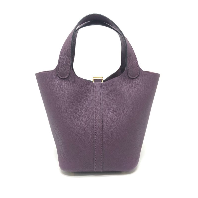 Hermes Handbag Picotin Lock PM Taurillon Clemence Cassis And Gold Hardware