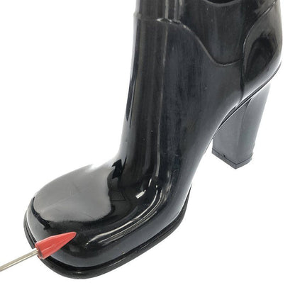 Bottega Veneta - Square Toe Rubber Heeled Short Boots - 35 - Black - Women's