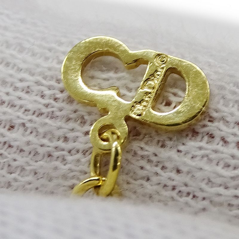 Dior Necklace Women's Brand Rhinestone GP Gold Logo Heart Accessory