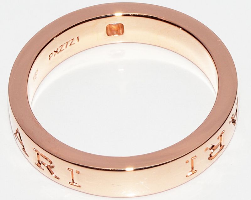 Bulgari Ring 18K Pink Gold Diamond 1P Bzero1 Ring Bulgari Double Logo Ring