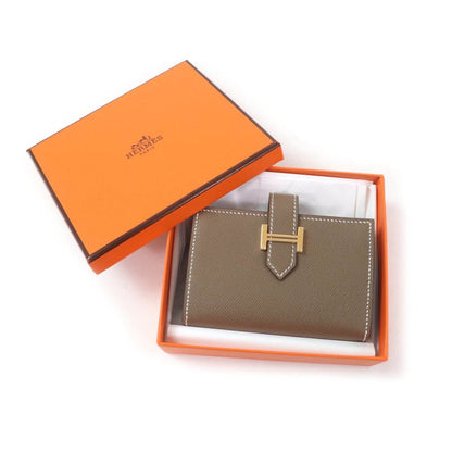 Hermes Bearn Mini Etoupe Gold Hardware H Logo Hardware Mini Wallet With Coin