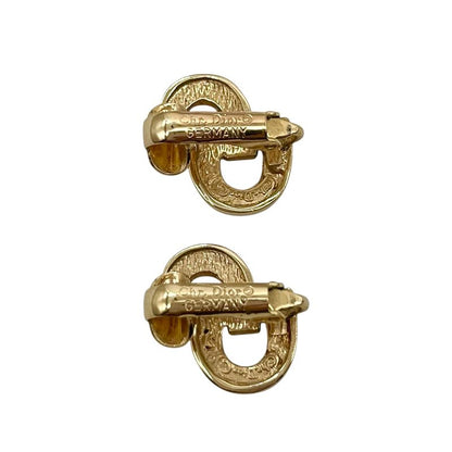 Christian DIOR Earrings Plated Metal Plated Metal Rhinestone CD Logo Gold