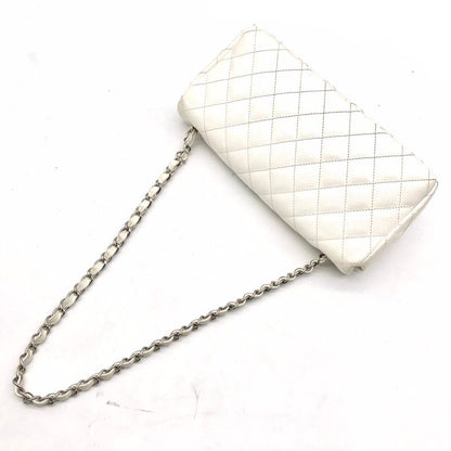 Chanel Caviar Leather CC Logo Turnlock Chain Shoulder Bag White