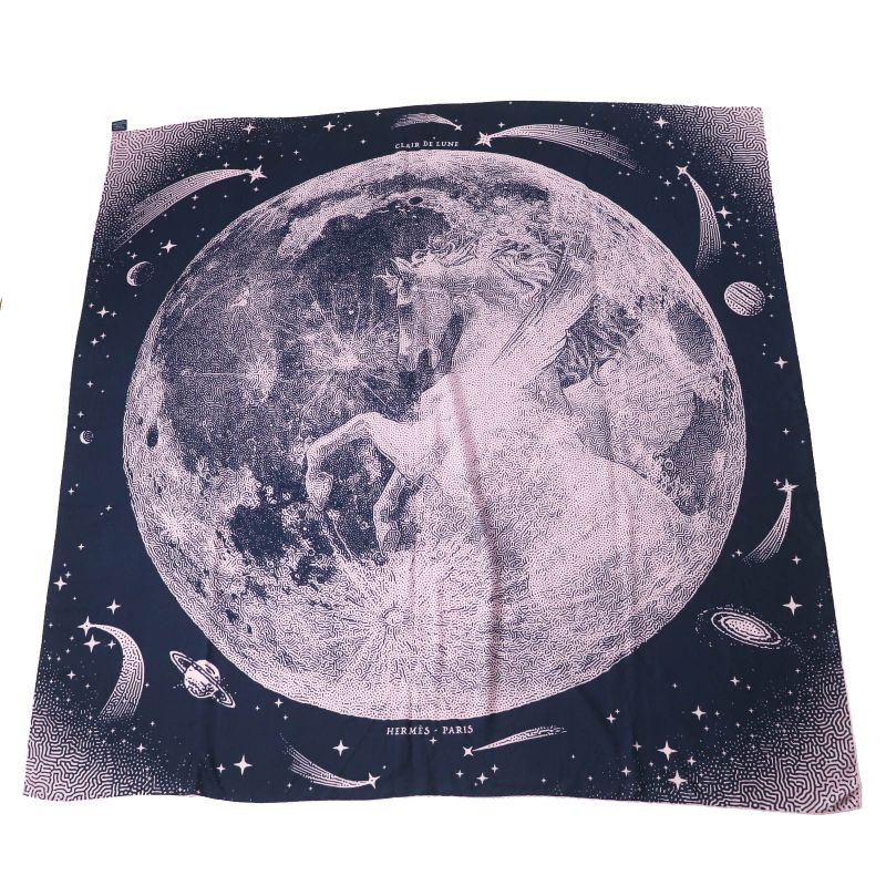 Hermes Carre Geant Clair DE LUNE Cles De Lune Cashmere Silk Large Scarf /