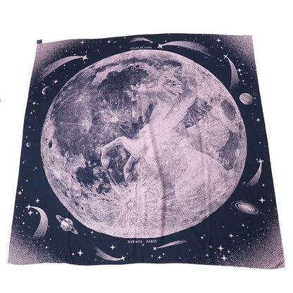 Hermes Carre Geant Clair DE LUNE Cles De Lune Cashmere Silk Large Scarf /