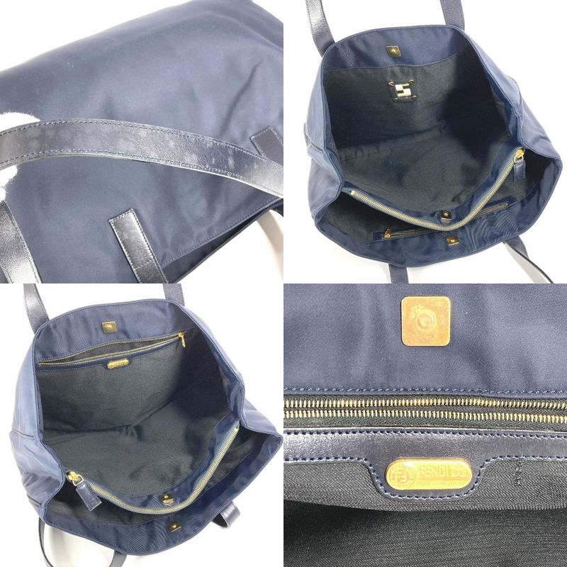 Fendi Shoulder Bag FF Logo Extra Large Nylon Navy