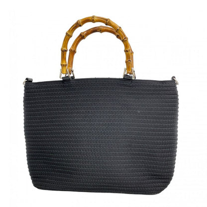 Gucci Handbag Bamboo 000 1998 0540 Nylon Black Silver Hardware Women