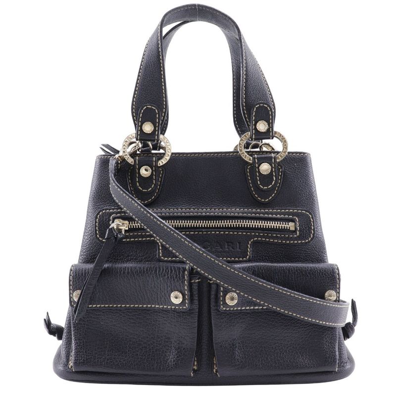 Bvlgari Bulgari Maxirettare 2WAY Shoulder Leather Black Women's Handbag