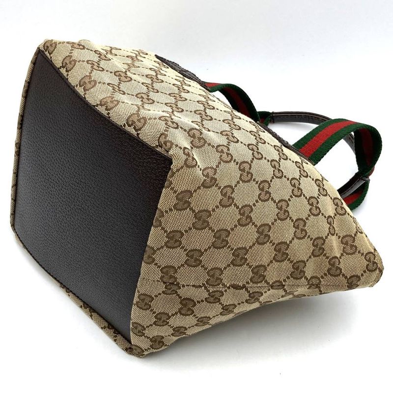 Gucci 131229 Handbag Beige And Brown GG Canvas Sherry Line Ladies Men