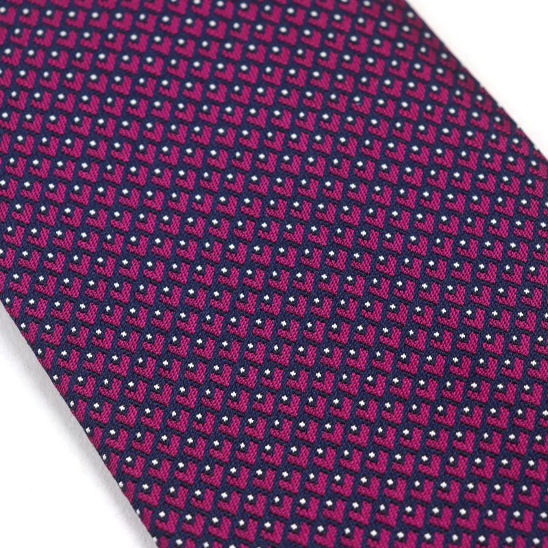 Hermes 659122t Cravate 100% Silk Marine Framboise Blanc Embroidered Heart